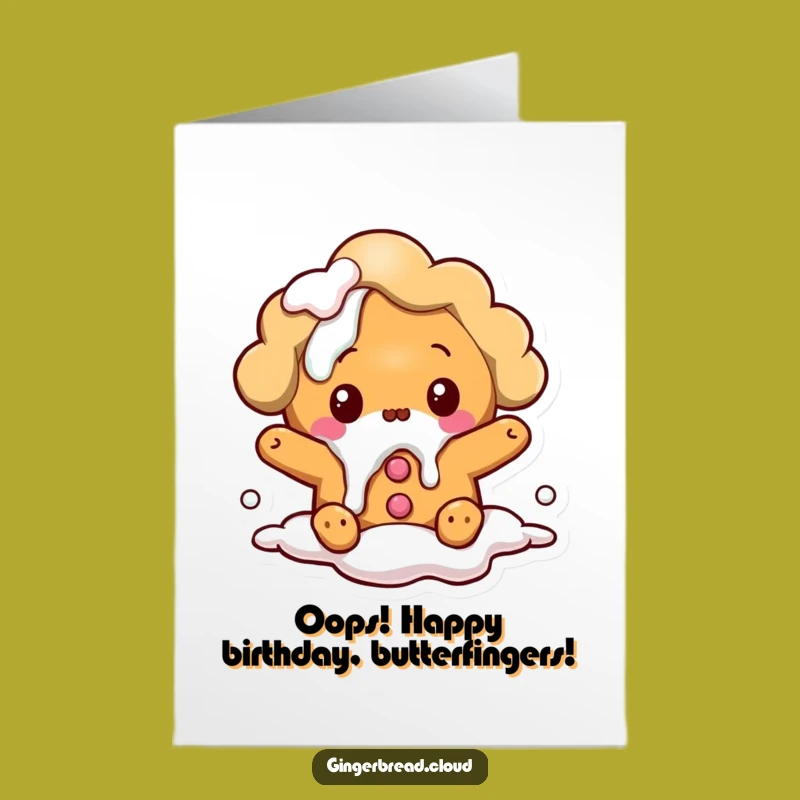 Free Printable Birthday Card: Surprised Icing Cloud Gingerbread - Funny Gift!