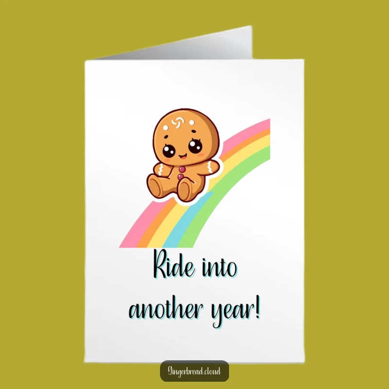 Free Printable Birthday Card: Rainbow Gingerbread Glide Funny Gift Download