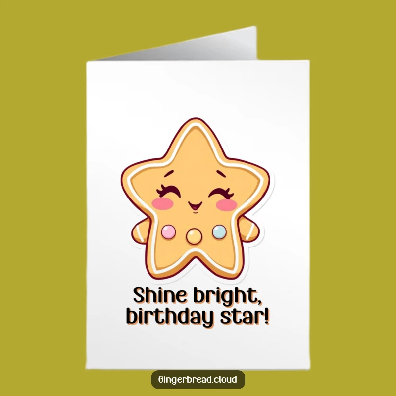 Free Printable Birthday Card: Winking Gingerbread Star Funny Downloadable Gift