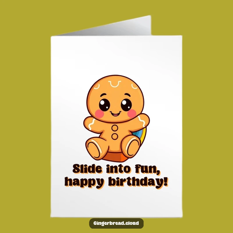 Free Printable Birthday Card: Gingerbread Rainbow Slide, Joyful Downloadable Gift
