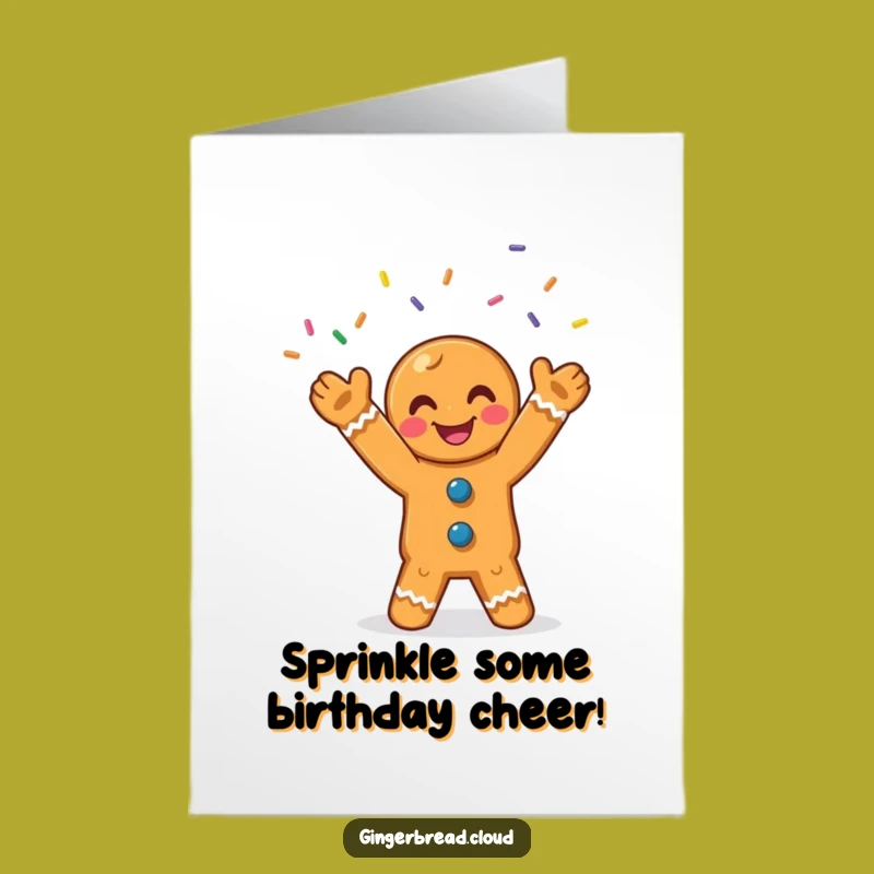 Free Printable Birthday Card: Juggling Gingerbread Man, Sprinkle Fun Downloadable Gift