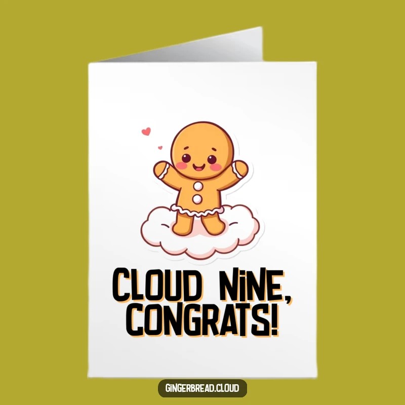 Free Printable Gingerbread Cloud Dancer Congrats Card: Funny Joyful Downloadable Greeting
