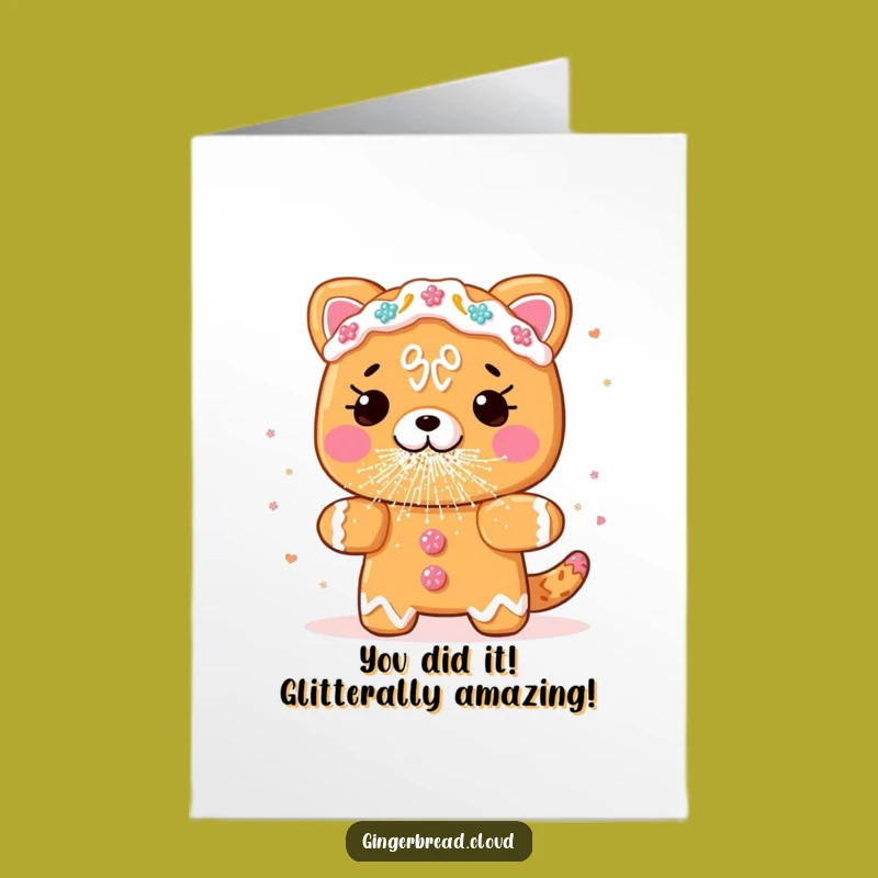 Free Printable Congrats Card: Gingerbread Animal Glitter Sneeze Downloadable Celebration Gift