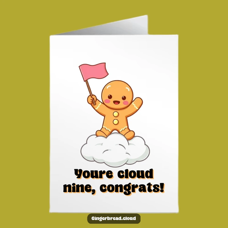 Free Printable Congrats Card: Gingerbread Cloud Flag Celebration - Downloadable Joy