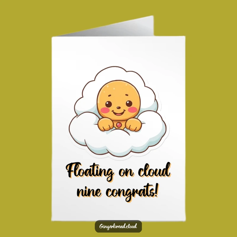 Free Printable Congrats Card: Gingerbread Cloud Grin Celebration Downloadable