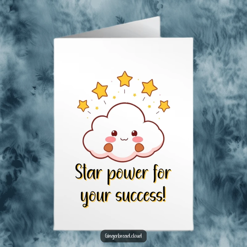 Funny Free Printable Congrats Card showing a happy gingerbread cloud exuding celebratory stars for a joyous announcement.