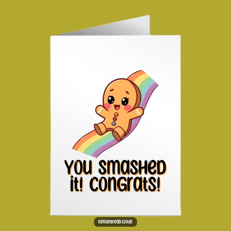 Free Printable Congrats Card: Gingerbread's Rainbow Glide Humorous Downloadable Gift