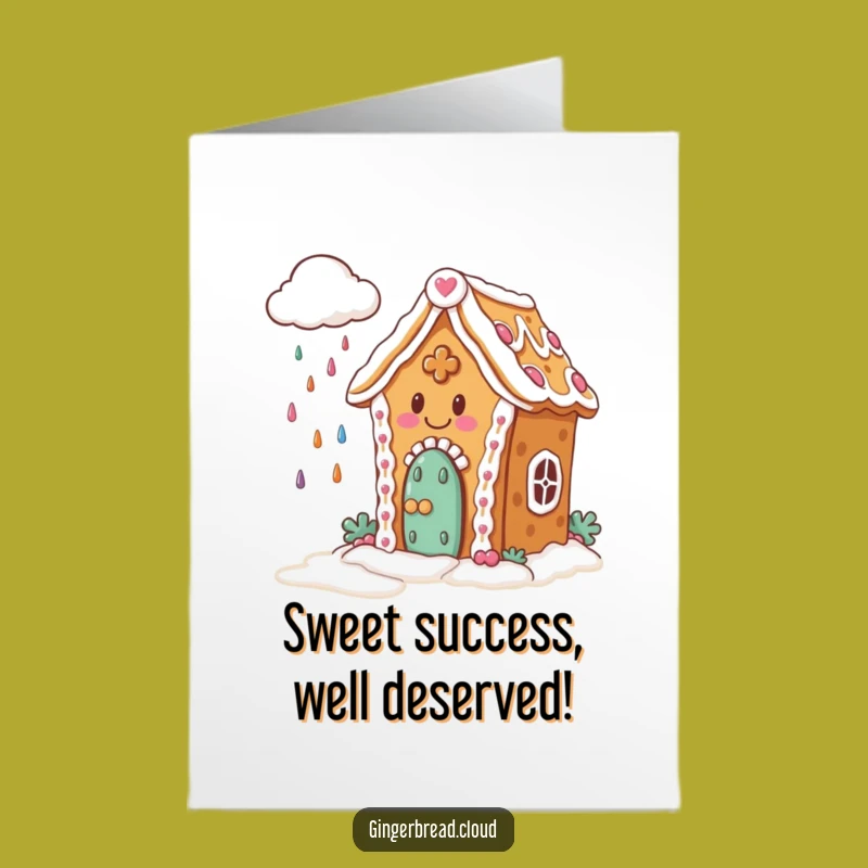 Free Printable Gingerbread House Candy Cloud Congrats Card, Happy Downloadable Greeting
