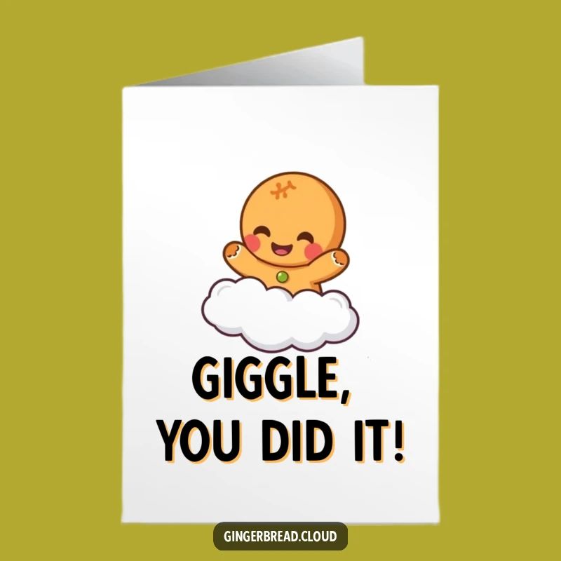 Free Printable Congrats Card: Giggling Gingerbread Cloud - Joyful Celebration Download