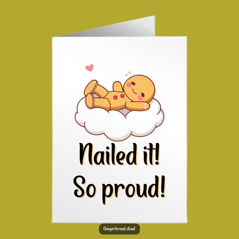 Free Printable Congrats Card: Blissful Gingerbread Cloud Bed Funny Downloadable