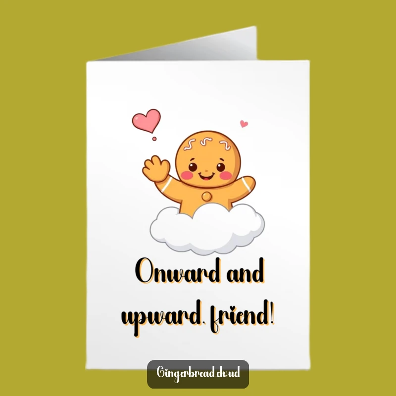 Free Printable Congrats Card: Floating Gingerbread Farewell Funny Downloadable