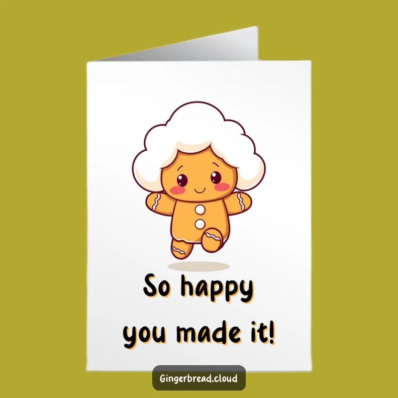 Free Printable Congrats Card: Energetic Gingerbread Cloud Character - DIY Celebration Gift
