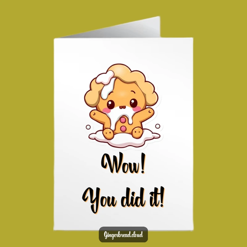 Free Printable Congrats Card: Surprised Icing Cloud Gingerbread - Funny Gift!