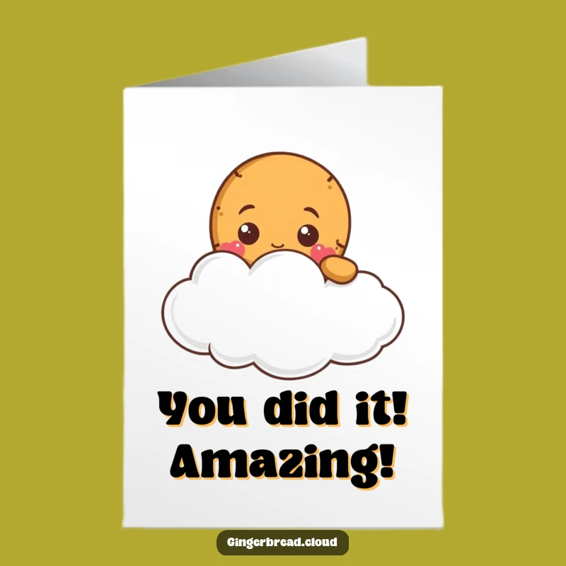 Free Printable Congrats Card: Humorous Gingerbread Peeking Cloud Surprise Downloadable