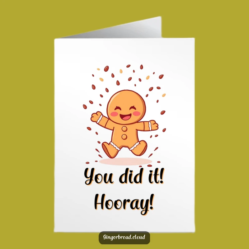 Free Printable Congrats Card: Gingerbread Man Sprinkle Leap Funny Downloadable Gift