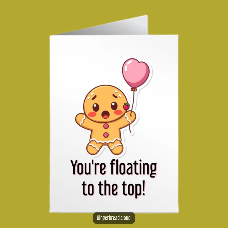 Free Printable Congrats Card: Dizzy Gingerbread Balloon - Funny Downloadable Gift
