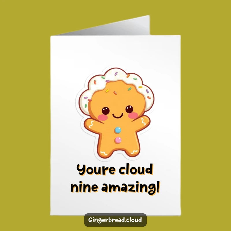Free Printable Congrats Card: Funny Gingerbread Cloud Character & Sprinkle Fun - DIY Gift