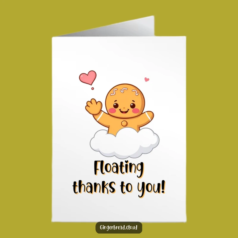 Free Printable Thank You Card: Floating Gingerbread Goodbye Funny Gift Downloadable