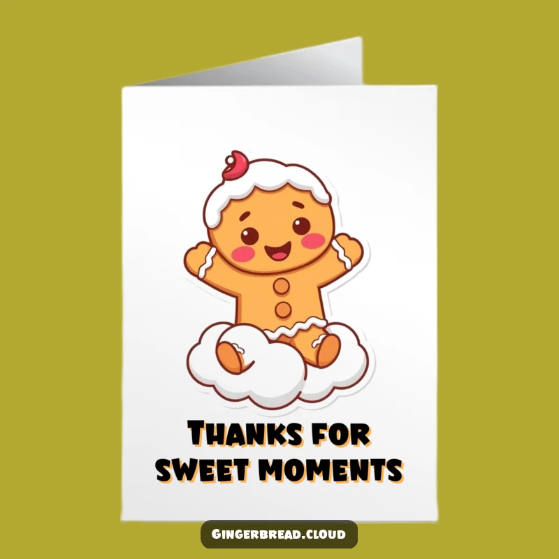 Free Printable Gingerbread Man Cloud Thank You Card, Sweet Downloadable Greeting