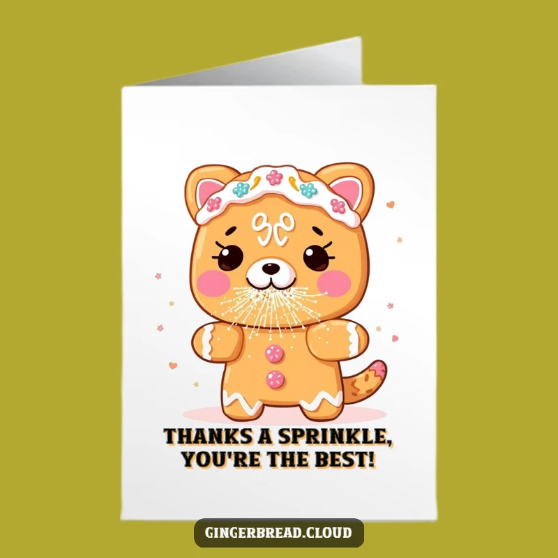 Free Printable Thank You Card: Gingerbread Animal Glitter Sneeze Funny Appreciation Gift