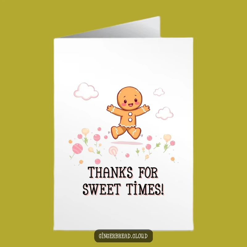 Free Printable Thank You Card: Gingerbread Candy Cloud Skipper - Funny Downloadable Gift