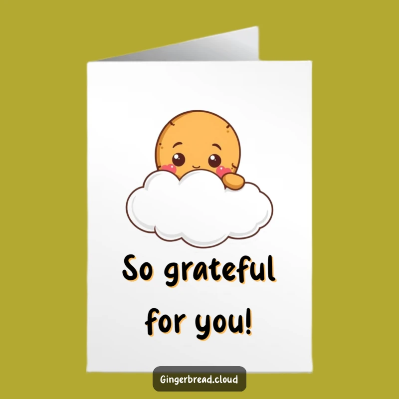 Free Printable Thank You Card: Amusing Gingerbread Peeking Cloud Gift Downloadable