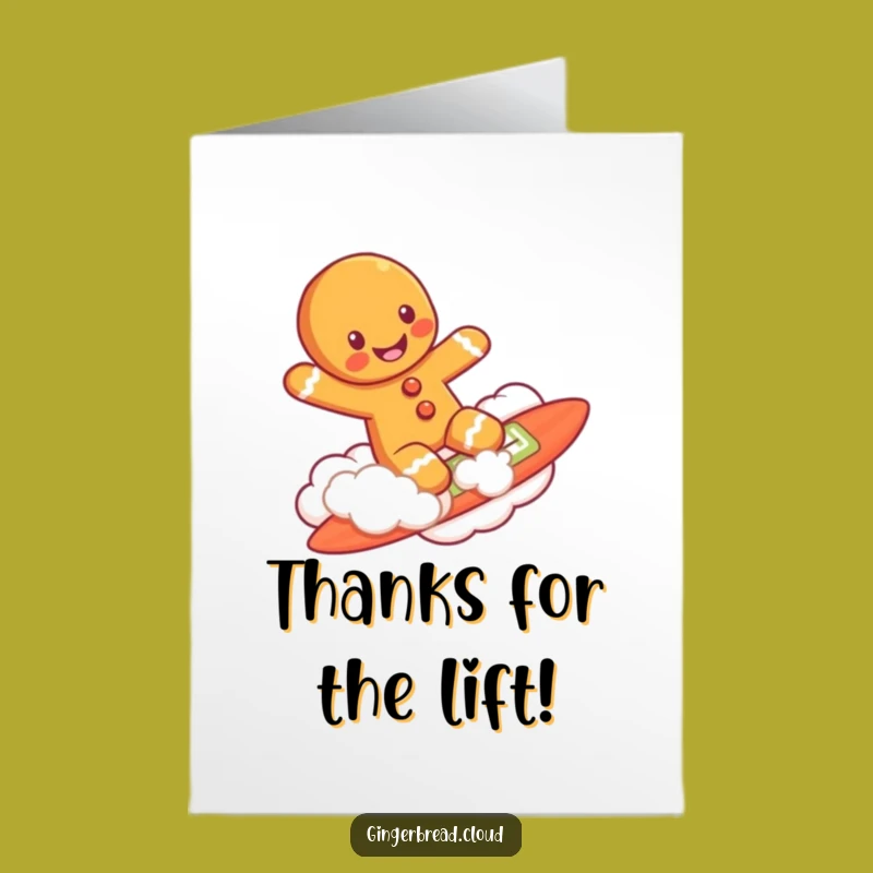 Sweet Free Printable Thank You Card: Gingerbread Cloud Rider Gratitude