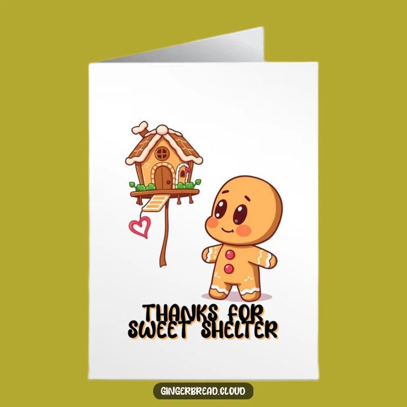 Sweet Free Printable Thank You Card: Gingerbread Floating House - Grateful Surprise