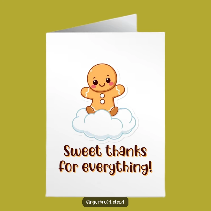 Free Printable Thank You Card: Gingerbread Cloud Balance, Funny Gratitude Downloadable Gift