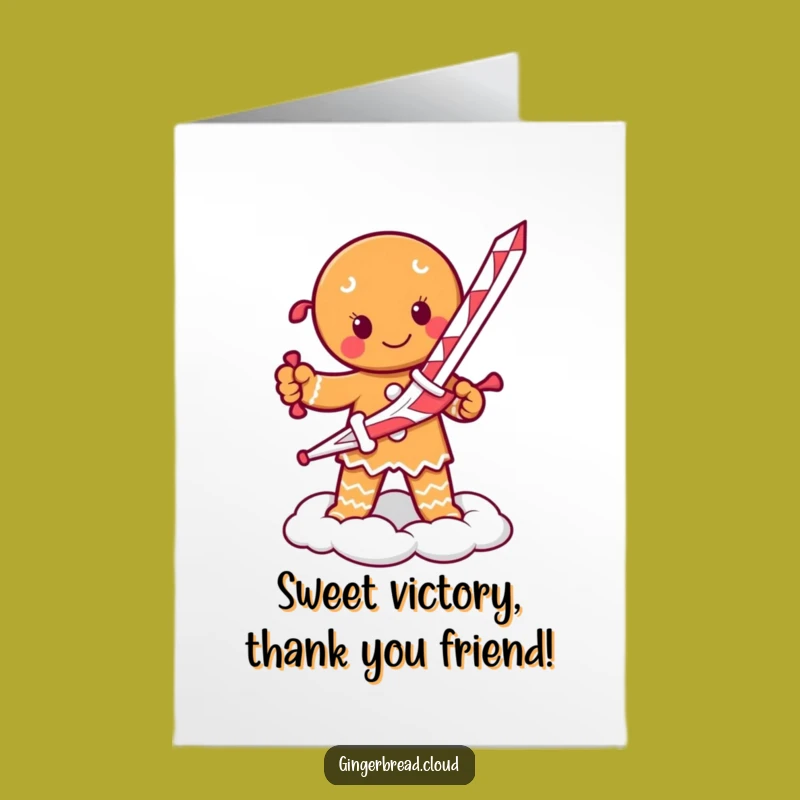 Free Printable Thank You Card: Gingerbread Guardian, Candy Sword, Downloadable