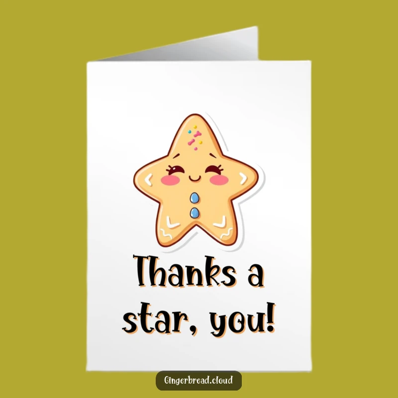 Free Printable Winking Gingerbread Star Thank You Card - Funny Gratitude!