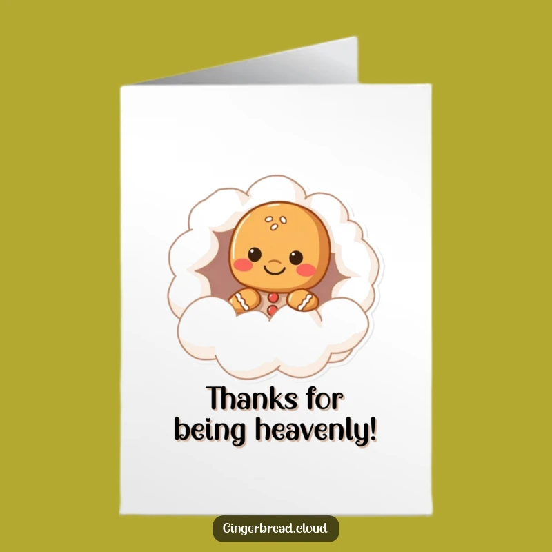 Free Printable Thank You Card: Gingerbread Cloud Peek Funny Appreciation Gift