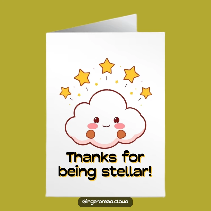 Free Printable Thank You Card: Gingerbread Cloud Stars, Funny Gratitude Downloadable Gift