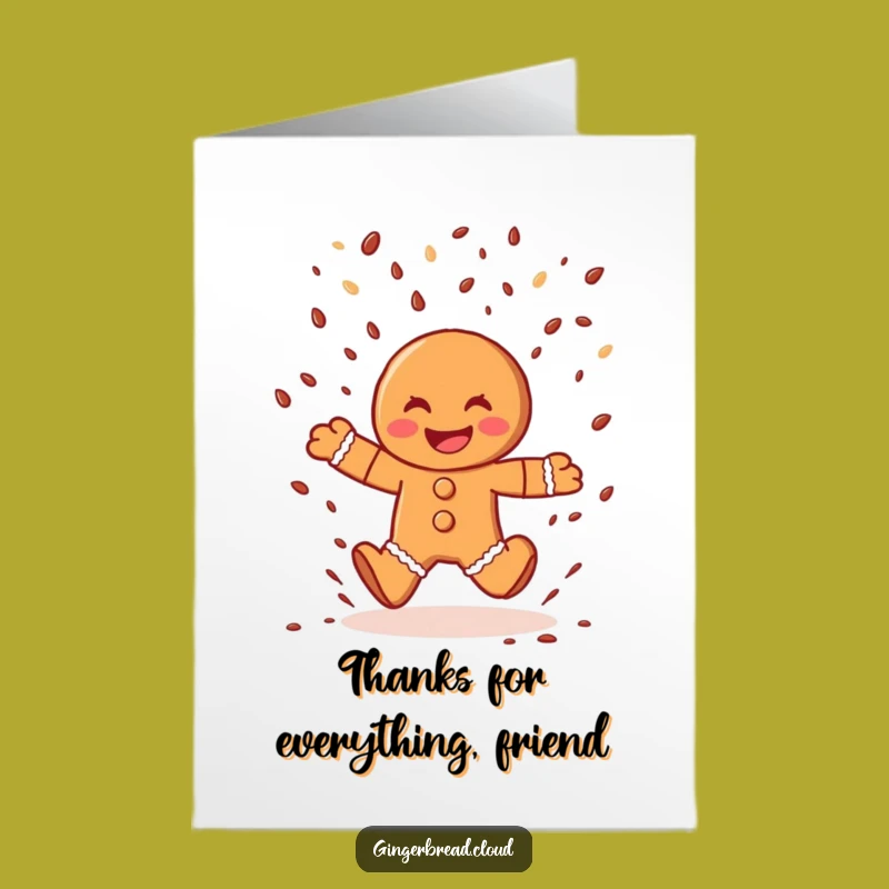 Free Printable Thank You Card: Gingerbread Man Sprinkle Leap Funny Downloadable Gift