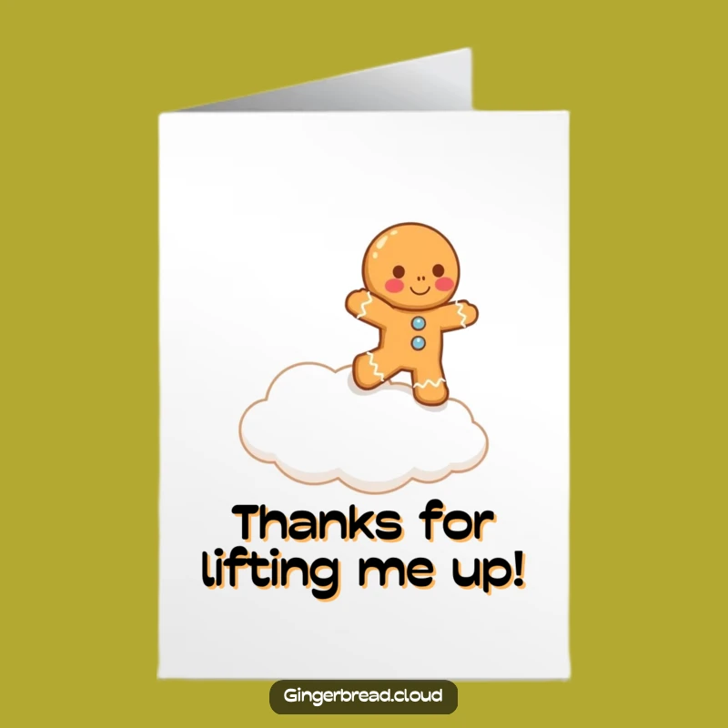 Free Printable Thank You Card: Gingerbread Man Cloud Hop - Quirky Downloadable
