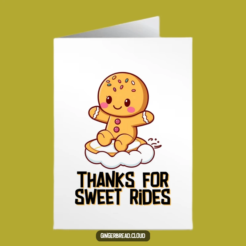 Free Printable Gingerbread Cookie Cloud Surf Thank You Card, Cool Downloadable Greeting
