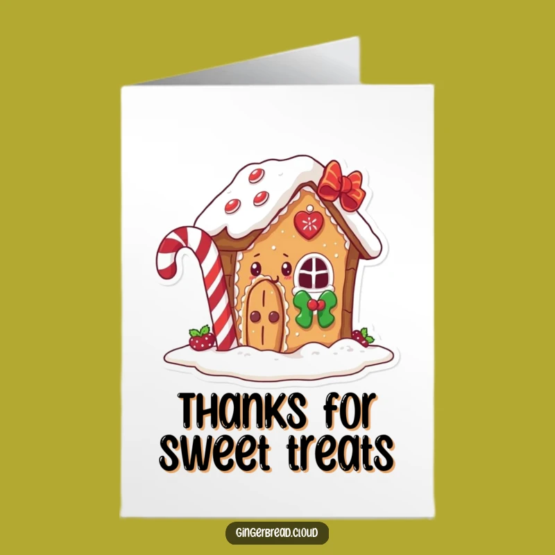 Free Printable Thank You Card: Gingerbread House Peek Funny Downloadable Gift