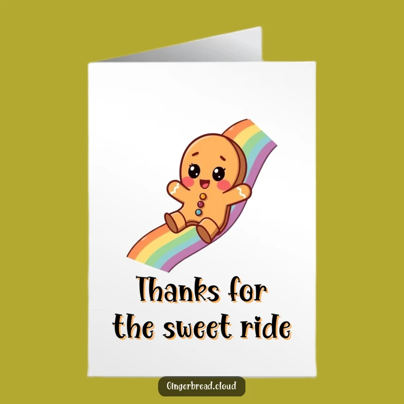 Free Printable Thank You Card: Gingerbread Rainbow Ride Humorous Downloadable Gift