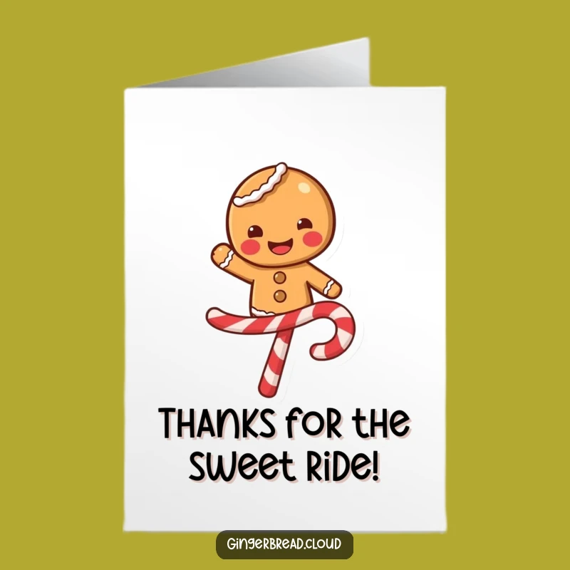 Free Printable Thank You Card: Gingerbread Candy Cane Balance - Funny Downloadable Gift