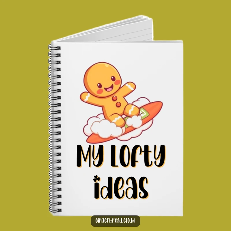 Funny Cloud Surfing Gingerbread Man Notebook - Capture Your Airy Ideas