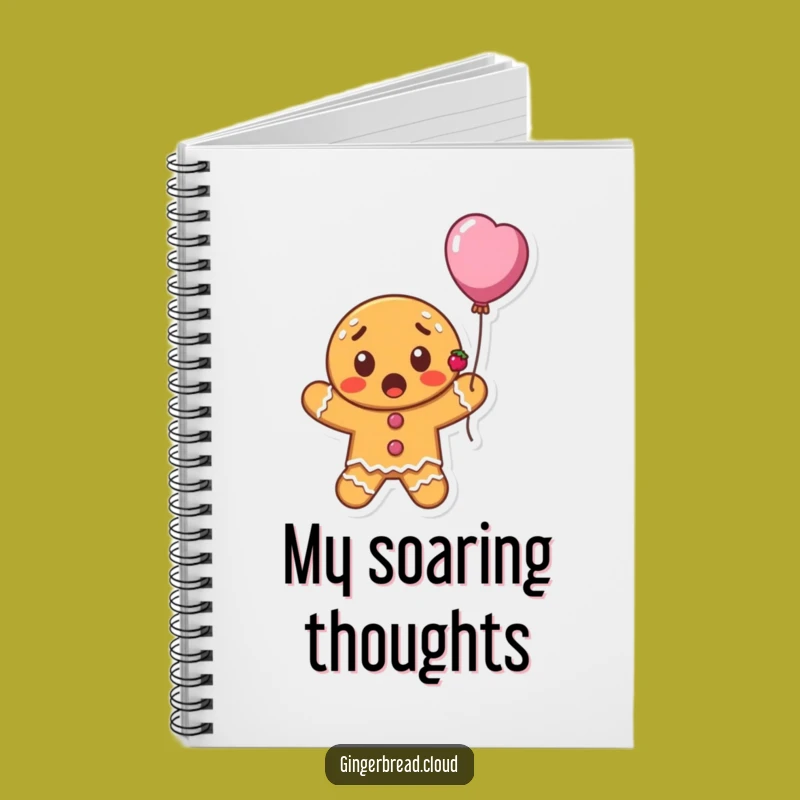 Funny Gingerbread Balloon Notebook - Jot Down Ideas with Whimsy Gift