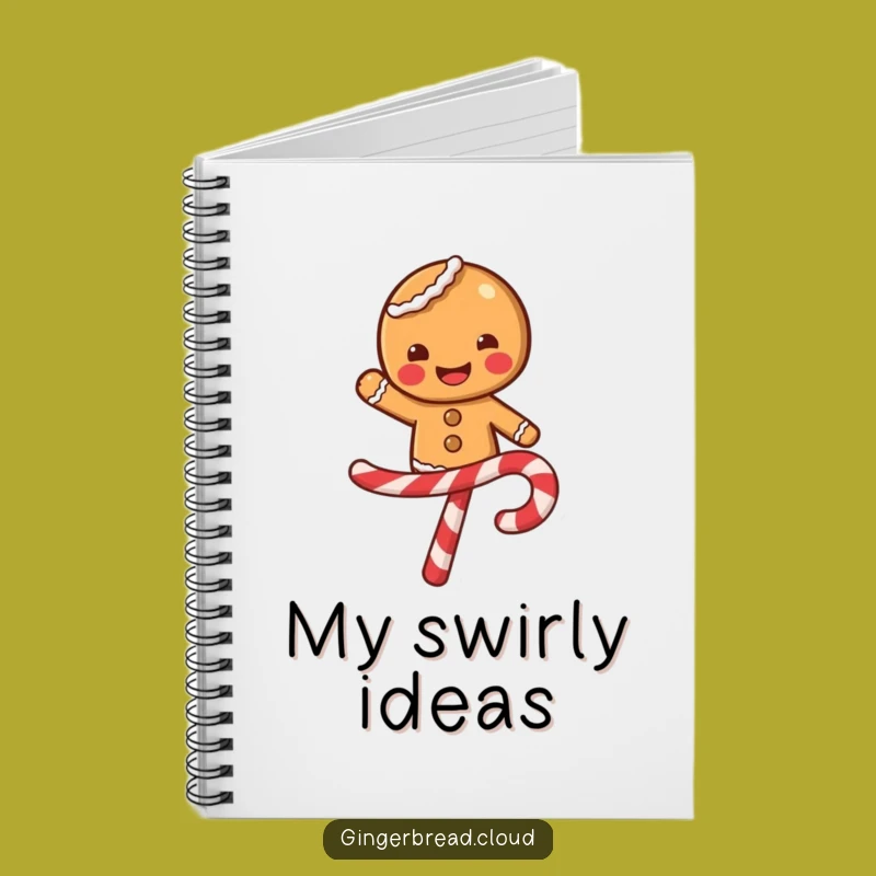 Funny Gingerbread Candy Cane Notebook - Jot Down Festive Ideas Gift