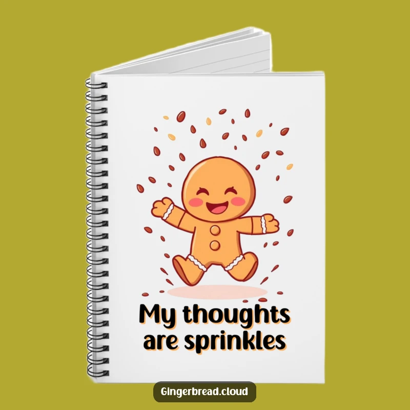 Funny Gingerbread Man Notebook: Jot Down Sweet Ideas with Sprinkle Rain Fun Gift