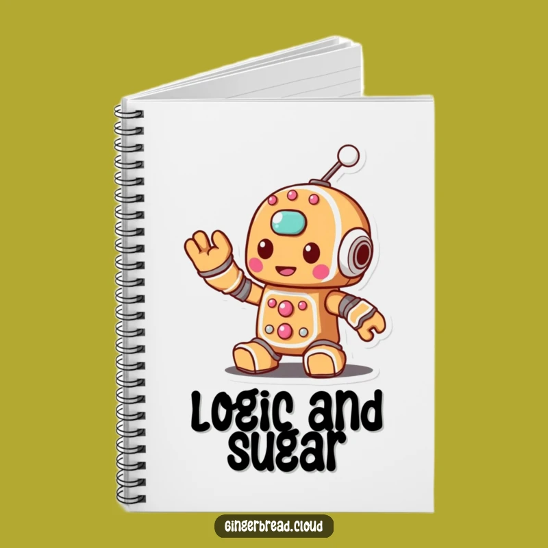 Funny Gingerbread Robot Notebook - Jot Down Tech Ideas & Sweet Notes