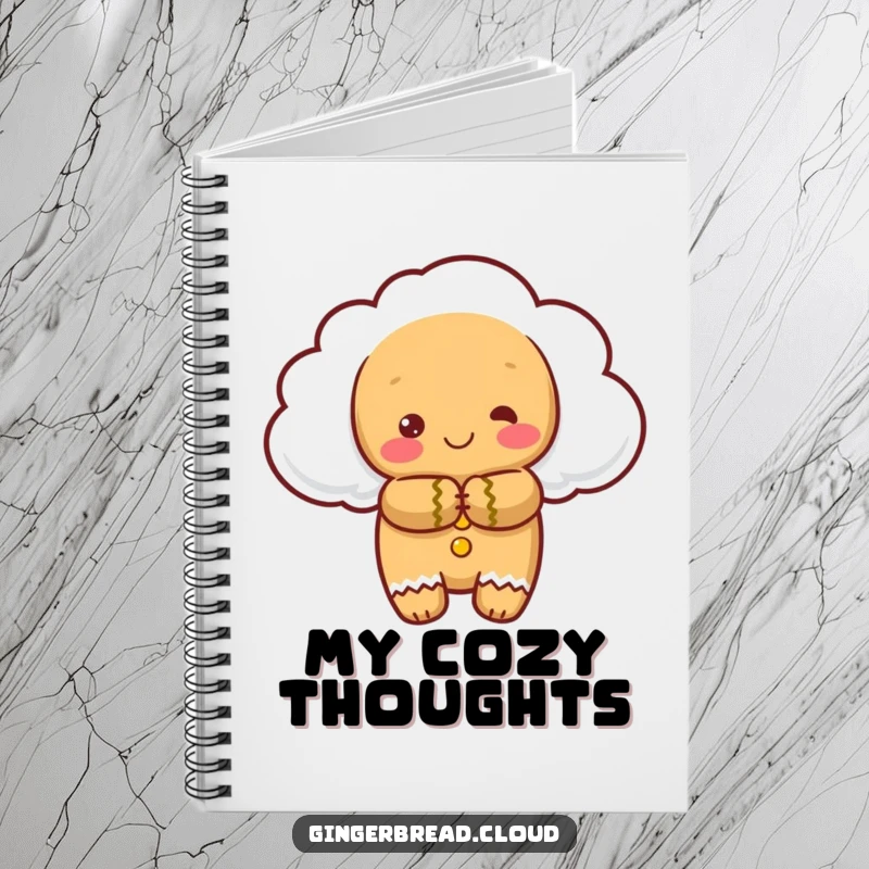 Funny notebook: A gingerbread cloud character gives a warm hug, a comforting companion for note-taking.