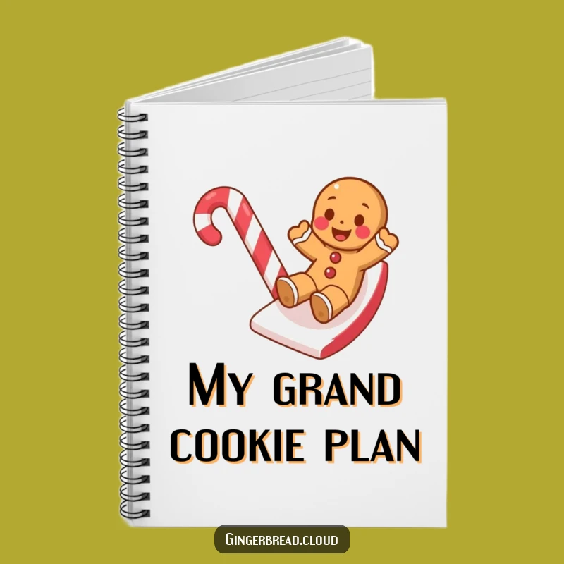 Funny Gingerbread Cookie Candy Cane Slide Notebook - Creative Gift Idea