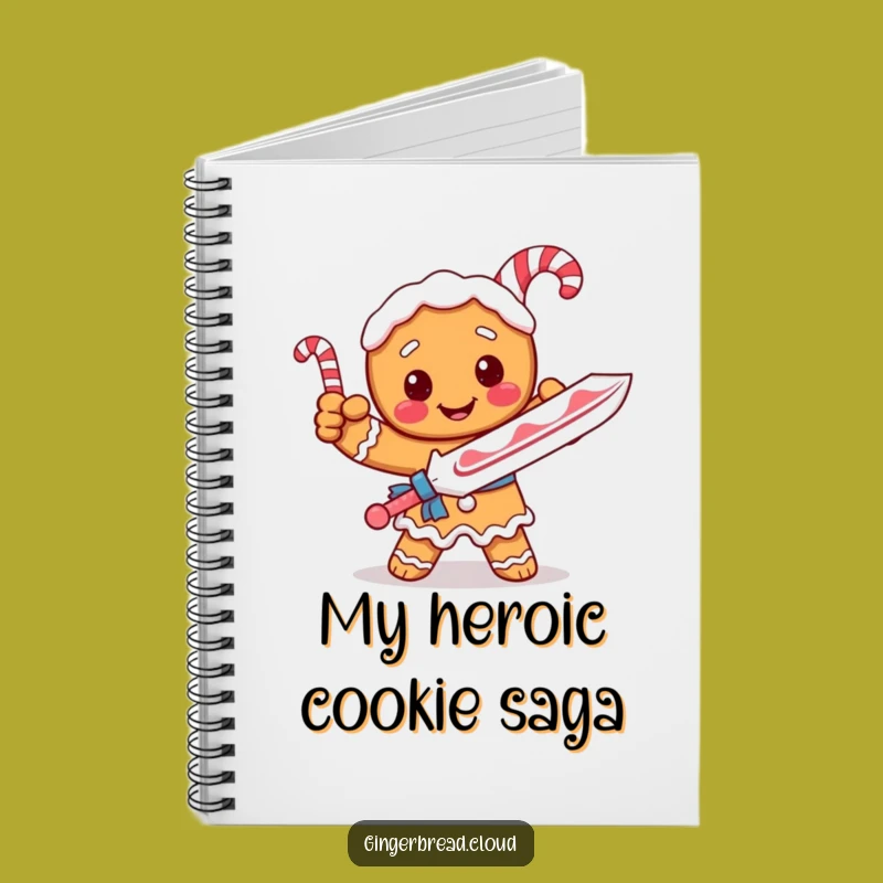 Funny Gingerbread Knight Candy Cane Sword Notebook - Quest Journal