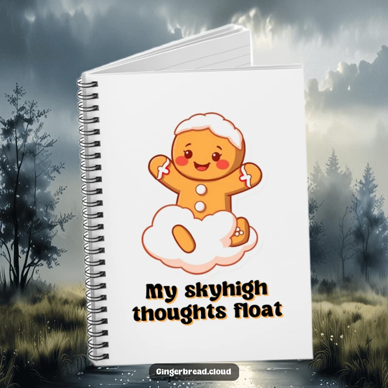 Funny Gingerbread Man Notebook: A happy gingerbread man jumps on a cloud, inspiring funny holiday thoughts and notes.