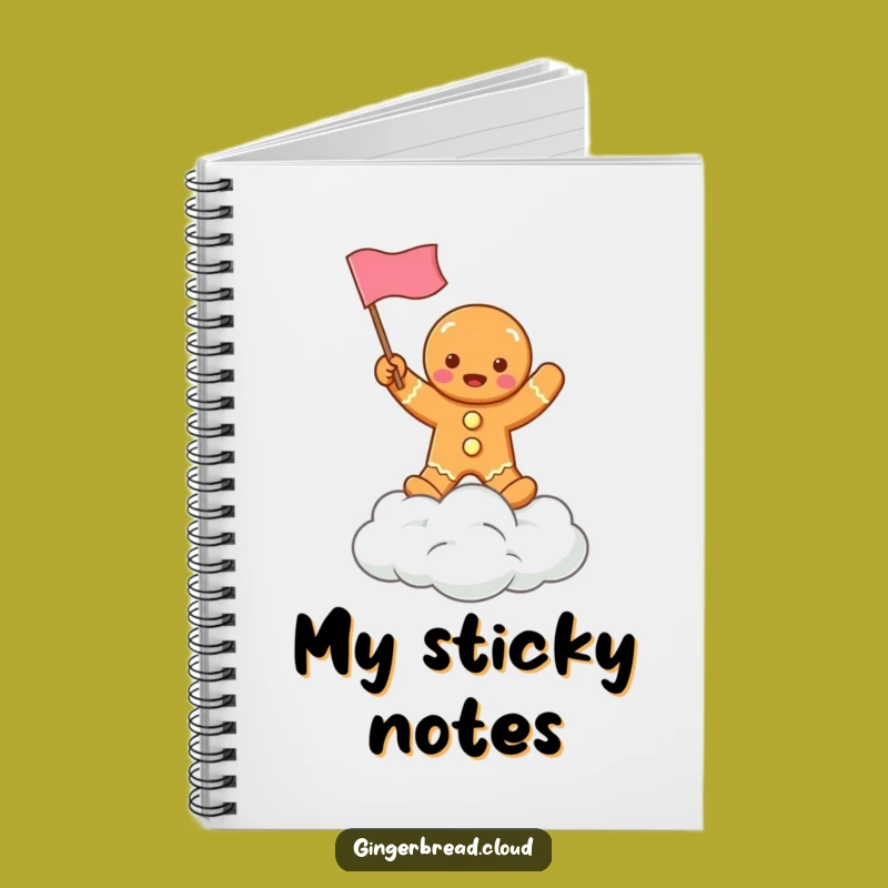 Funny Gingerbread Cloud Waving Flag Notebook - Jot Down Your Holiday Ideas