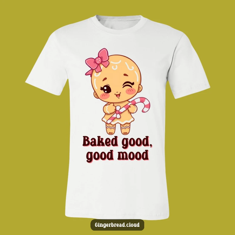 Funny Gingerbread Girl Wink T-Shirt: Adorable Festive Apparel for a Playful Holiday Look